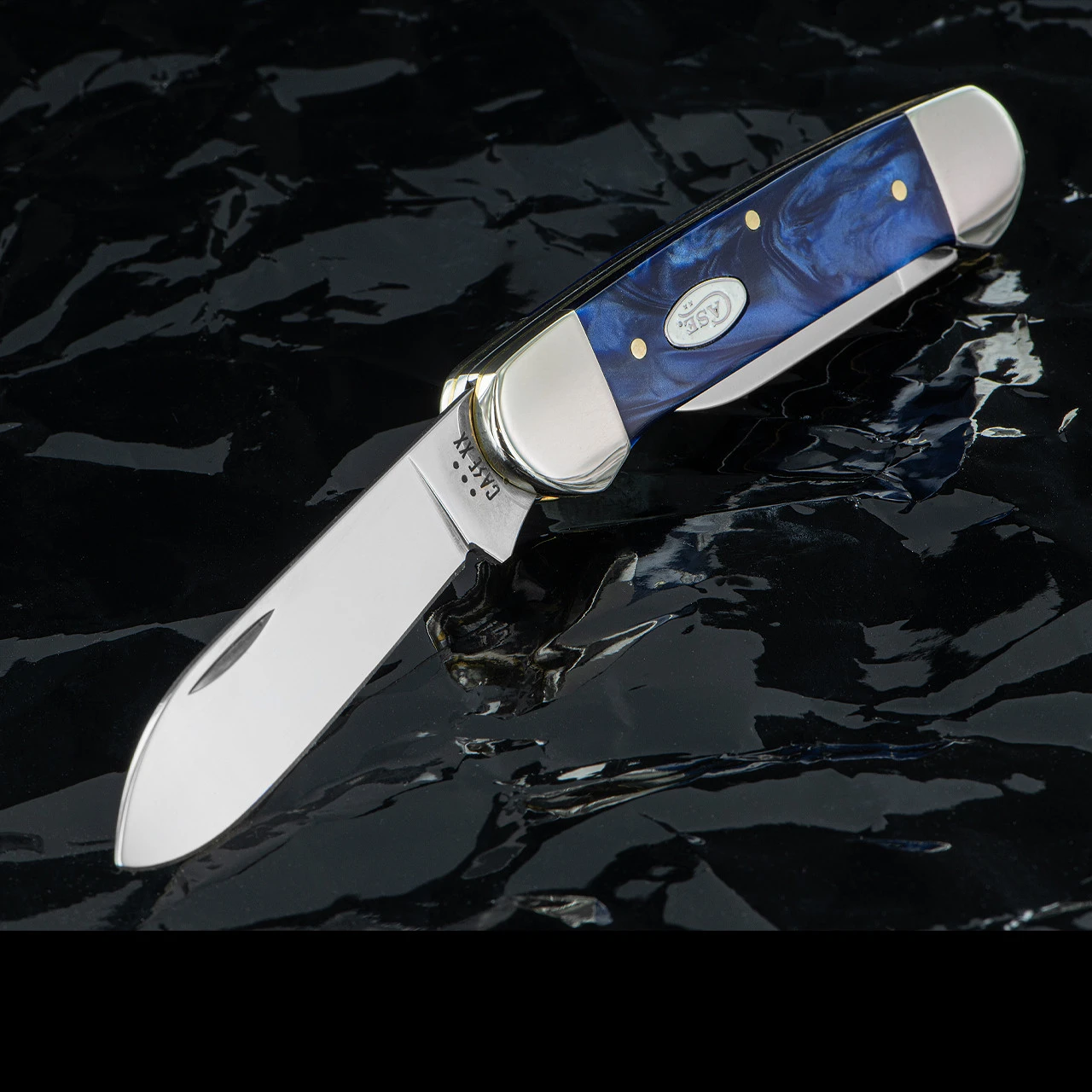 Case Canoe Blue Pearl Kirinite Folding Knife 6 Case Canoe Blue Pearl Kirinite Folding Knife - Image 6